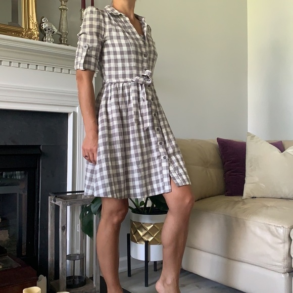 Ark & Co Dresses & Skirts - Ark & Co. Plaid‎ Shirt Dress tie waist midi classic
